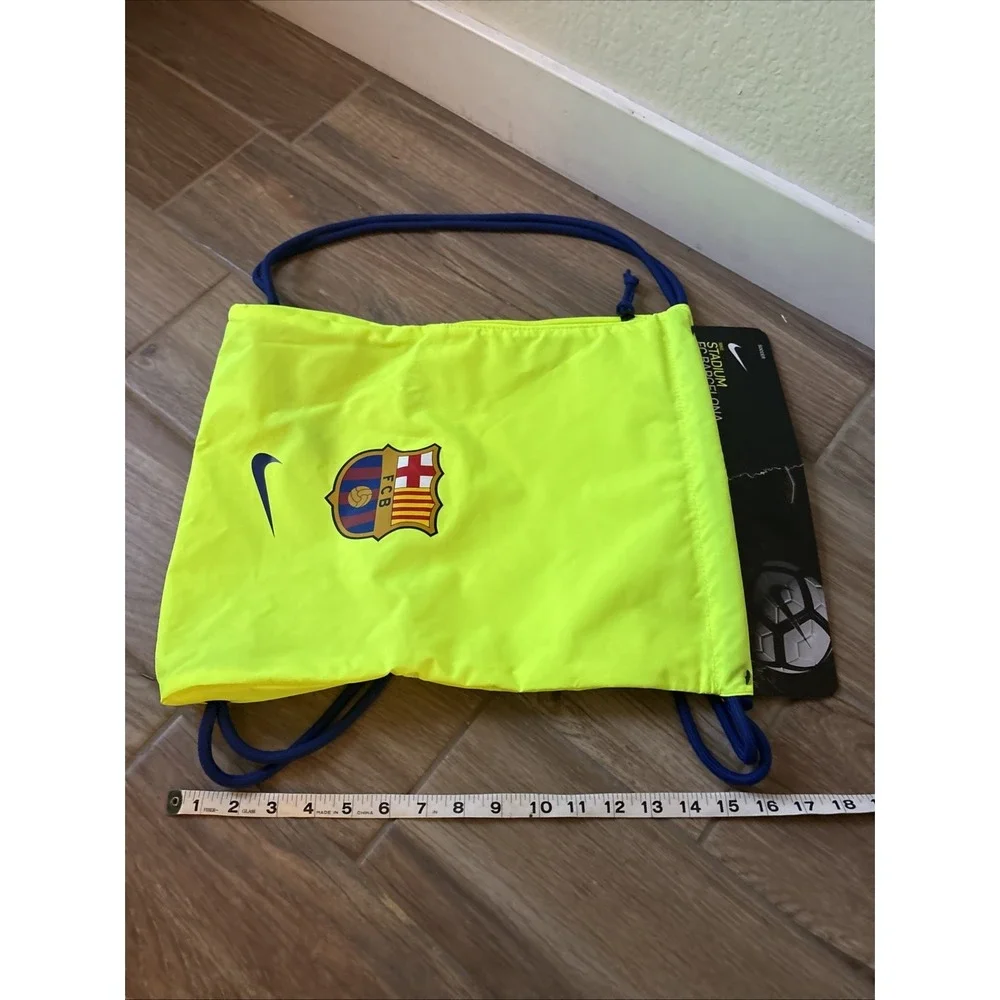 Nike FC Barcelona Soccer Drawstring Gym Yellow Backpack - New
